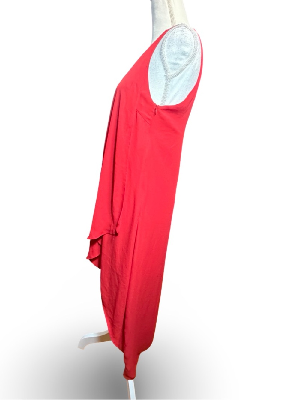 One One Six Red Asymmetrical High-Low Tiered Maxi Dress, S - Picture 4 of 11